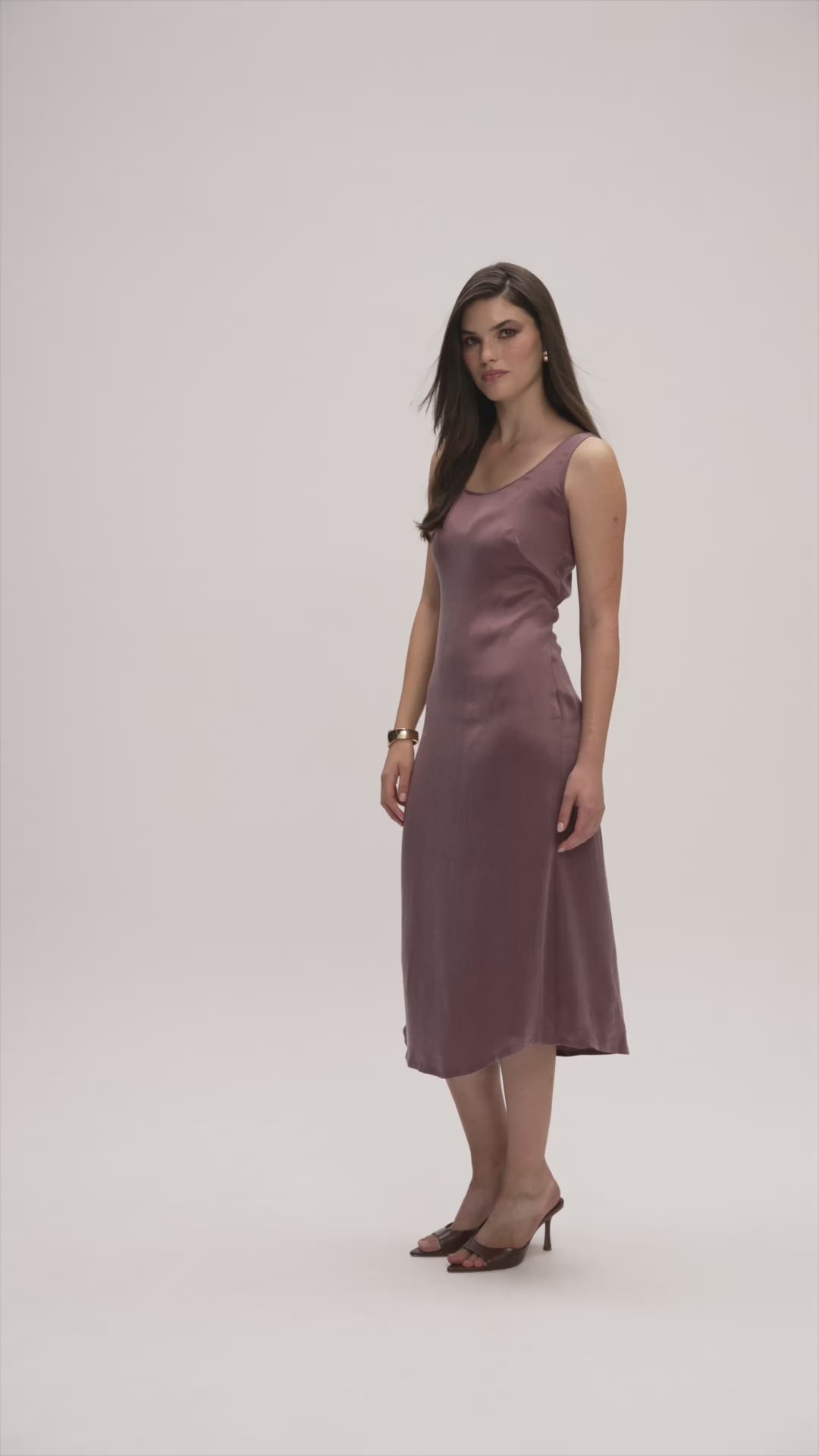 Moon Slip Dress Midi Dusty Pink — product video