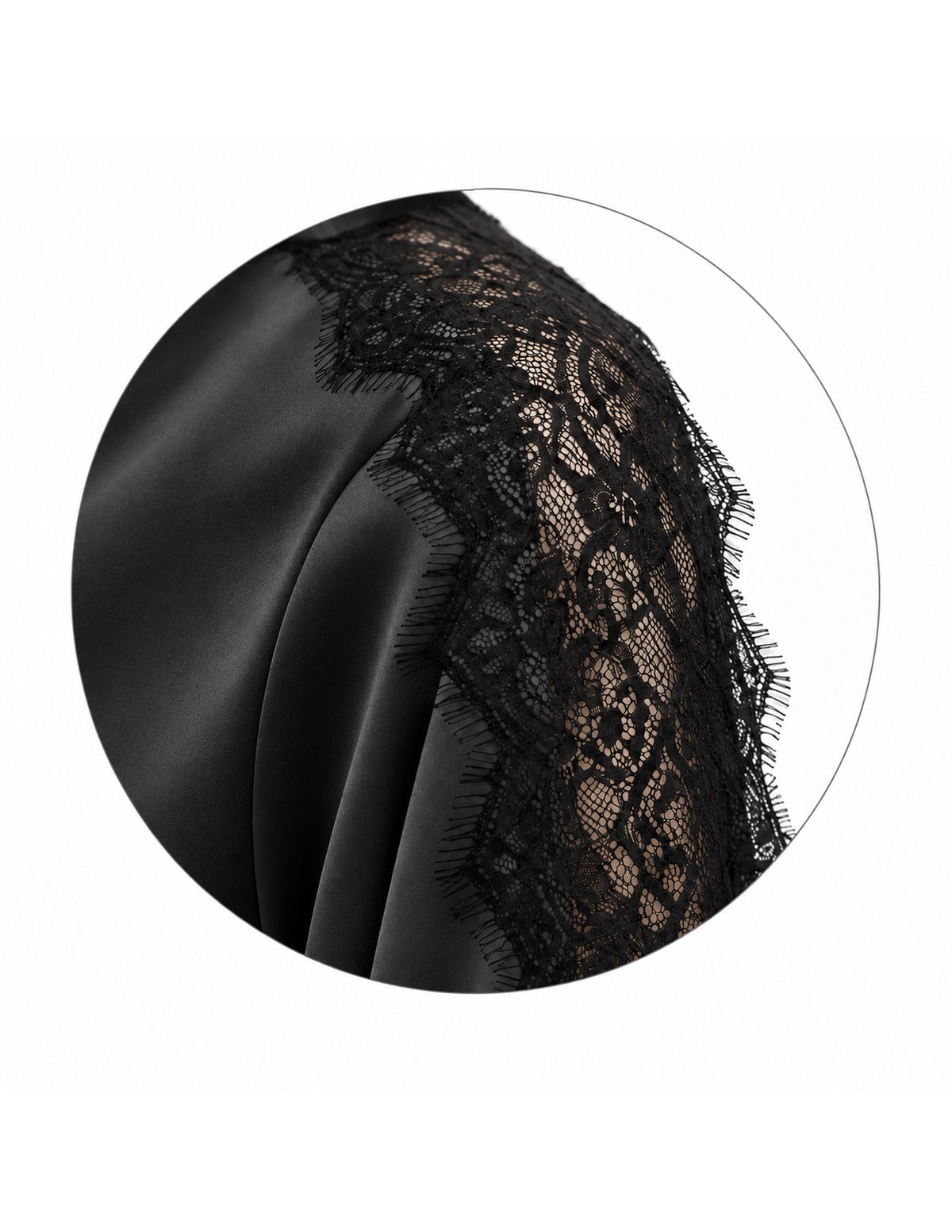 Sienna Silk Shirt with Lace Black — lace detail
