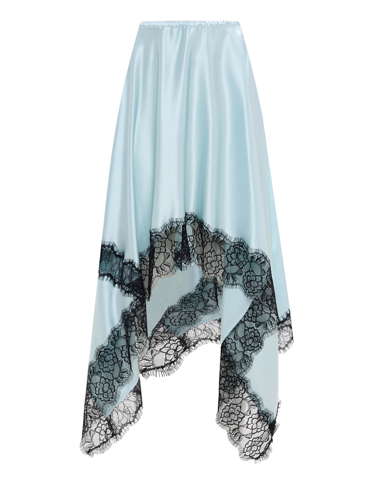 Serenity Silk Skirt with Lace Baby Blue