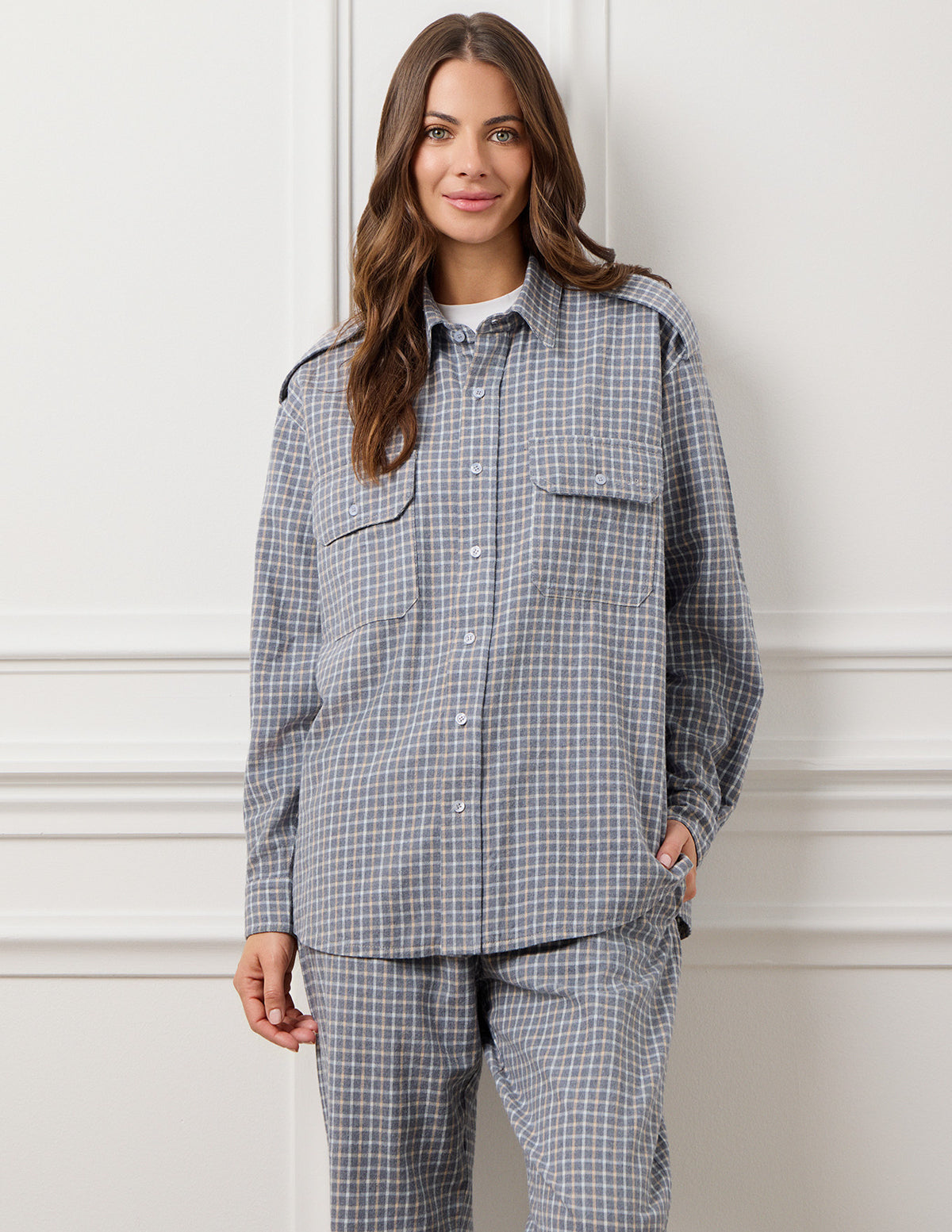 Blue Small Check Elena Checked Shirt