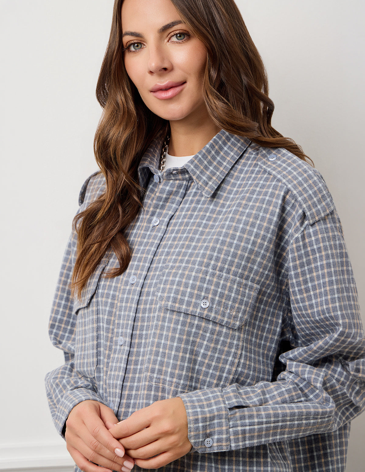 Blue Small Check Elena Checked Shirt