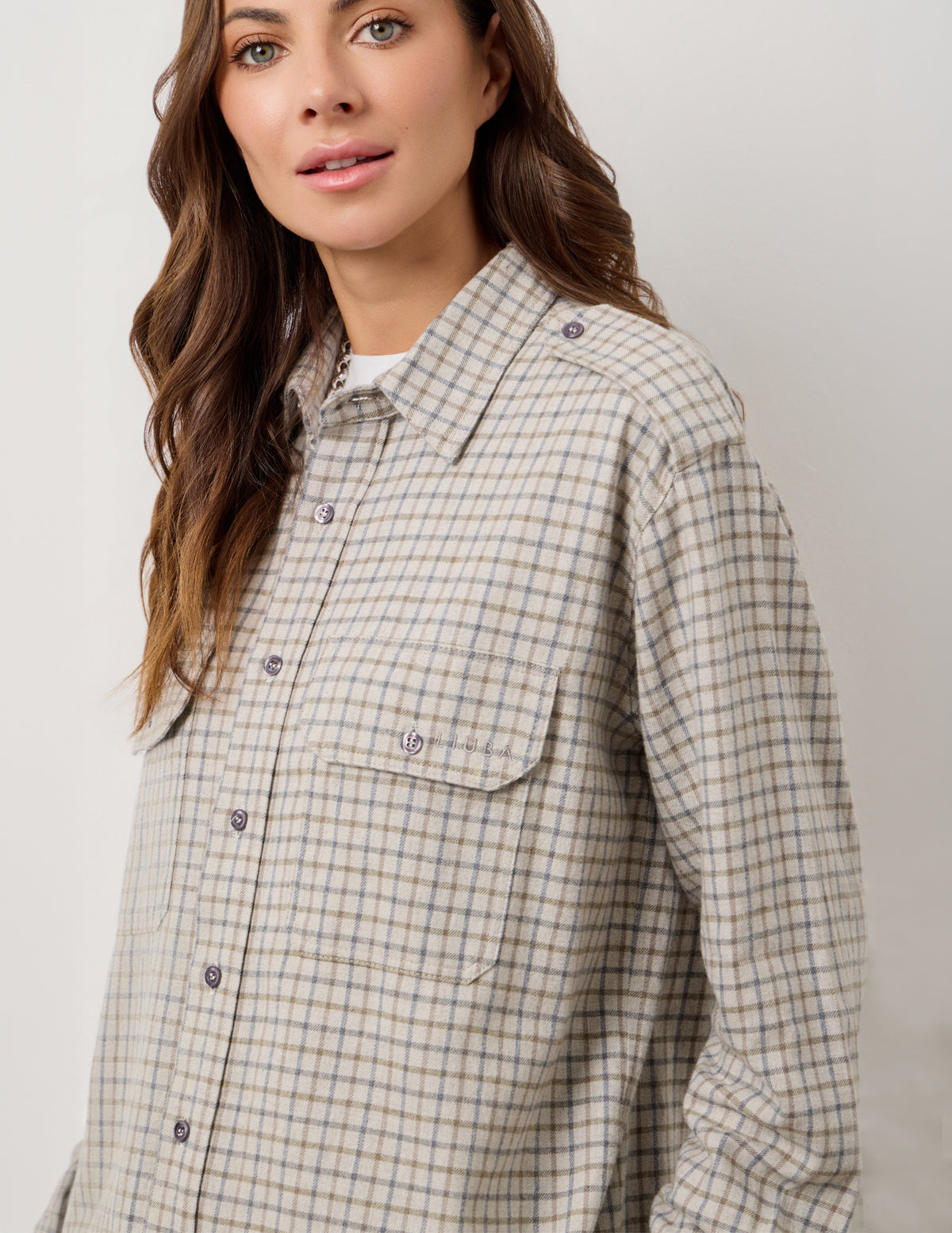 Light Grey Small Check Elena Checked Shirt