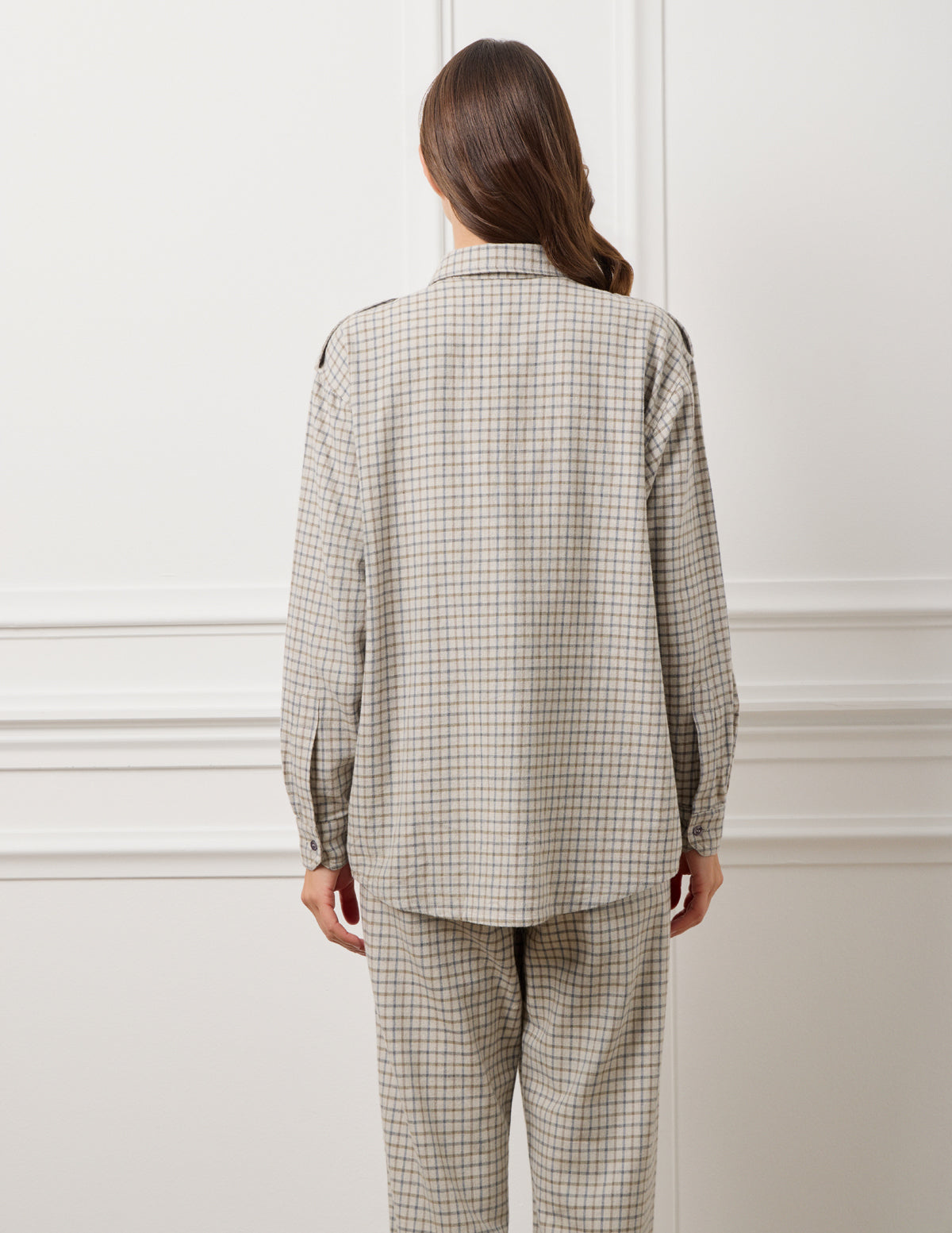 Light Grey Small Check Elena Checked Shirt
