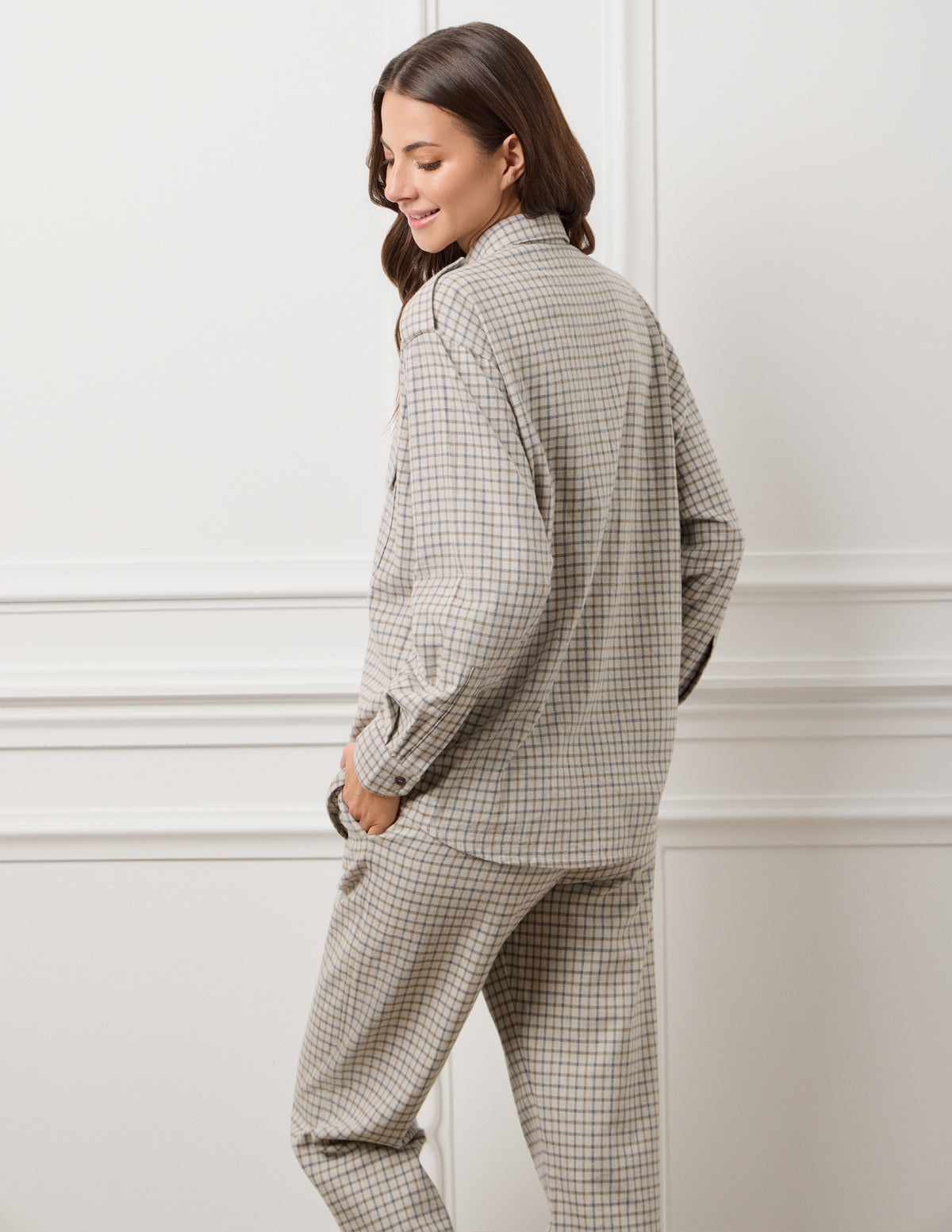 Light Grey Small Check Elena Checked Shirt