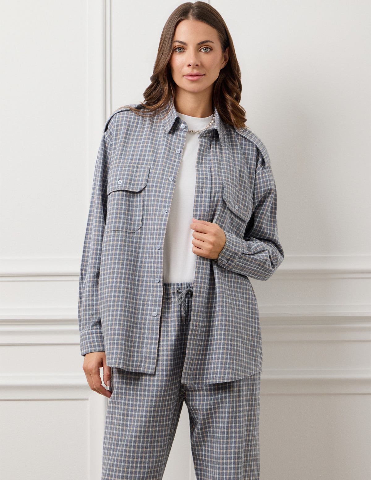 Blue Small Check Elena Checked Shirt