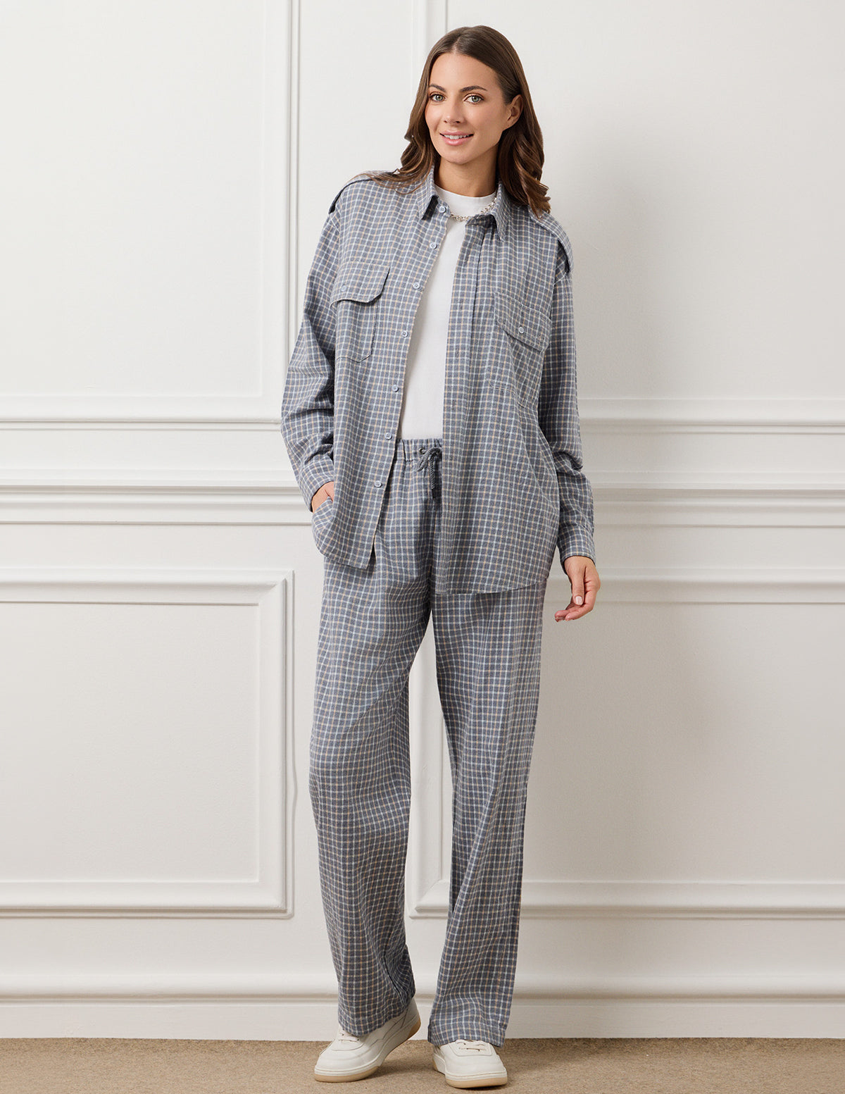 Blue Small Check Elena Checked Shirt