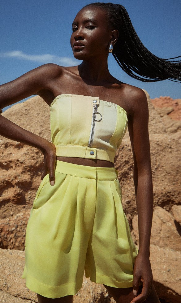 Cupro Shorts Yellow, EMMA