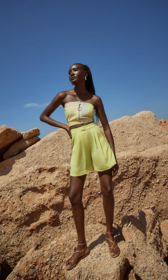 Cupro Shorts Yellow, EMMA