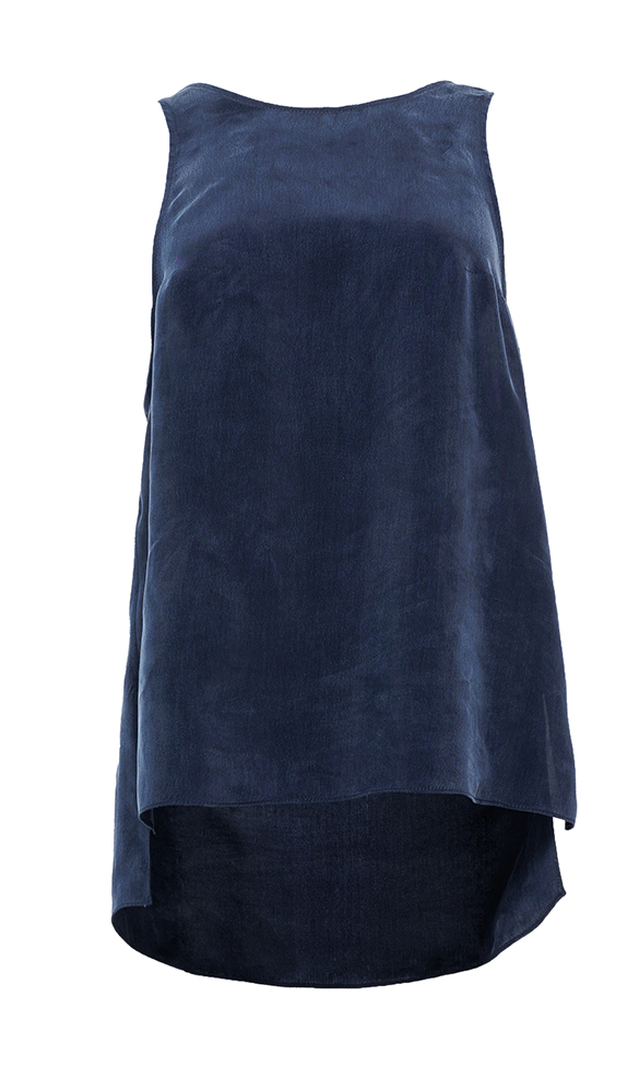 Cupro Top Navy Blue, EMMA