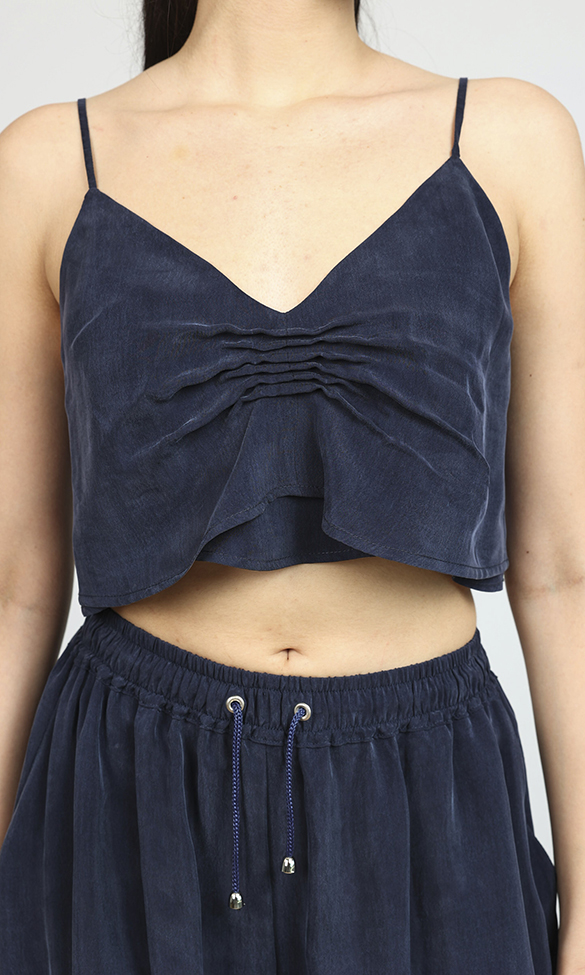 Cupro Crop Top Blue, AVA