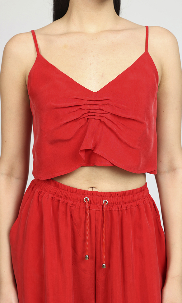 Cupro Crop Top Red, AVA