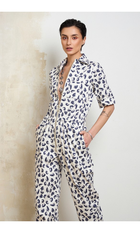 Ida Strawberry Print Cotton Jumpsuit