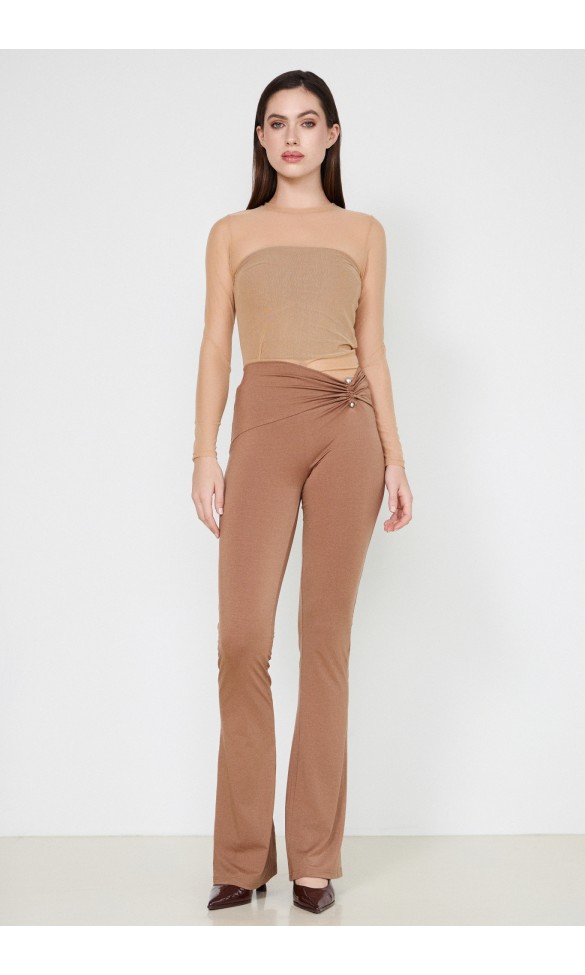 Pants with Metal Detail Jersey  Brown MARGARET